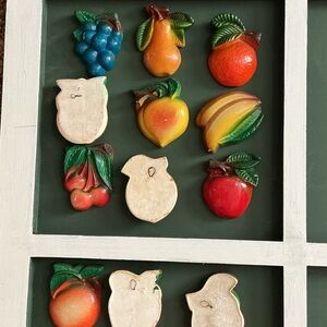 Vintage chalk ware fruit wall decor